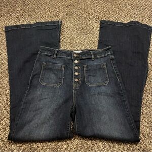 Cello Blue Flare Wide Leg Jeans